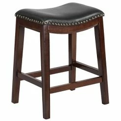 Emma+Oliver Emma And Oliver 26"H Backless Light Cherry Wood Counter Stool With Saddle Seat -Emma+Oliver shop unnamed file 4194