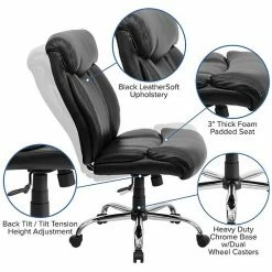 Emma+Oliver Emma And Oliver 400 Lb. Big&Tall High Back Black LeatherSoft Ergonomic Office Chair, Chrome Base 2 Emma+Oliver Emma And Oliver 400 Lb. Big&Tall High Back Black LeatherSoft Ergonomic Office Chair, Chrome Base -Emma+Oliver shop unnamed file 4223