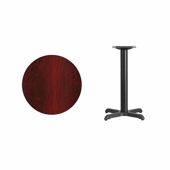Emma+Oliver Emma and Oliver 24" Round Walnut Laminate Table Top with 22"x22" Table Height Base Mahogany Emma+Oliver Emma And Oliver 24" Round Walnut Laminate Table Top With 22"x22" Table Height Base Mahogany -Emma+Oliver shop unnamed file 4236