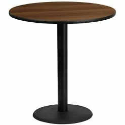 Emma+Oliver Emma And Oliver 42"RD Walnut Laminate Bar Table Top-24"RD Base