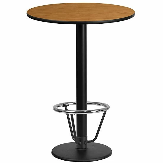 Emma+Oliver Emma And Oliver 24"RD Mahogany Laminate Bar Table Top-18"RD Base/Foot Ring Walnut 1 Emma+Oliver Emma And Oliver 24"RD Mahogany Laminate Bar Table Top-18"RD Base/Foot Ring Walnut