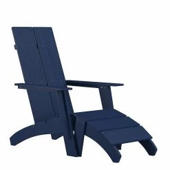 Emma+Oliver Emma And Oliver Indoor/Outdoor Modern 2-Slat Adirondack Style Chair And Footrest In Gray Navy -Emma+Oliver shop unnamed file 4299