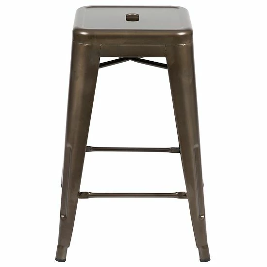Emma+Oliver Emma And Oliver 4 Pack 24" High Metal Indoor Counter Bar Stool - Stackable Stool, Black 4 Emma+Oliver Emma And Oliver 4 Pack 24" High Metal Indoor Counter Bar Stool - Stackable Stool, Black - Image 4