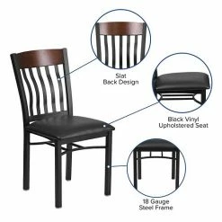 Emma+Oliver Emma And Oliver Vertical Back Black Metal/Cherry Wood Dining Chair Walnut -Emma+Oliver shop unnamed file 4303