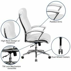 Emma+Oliver Emma And Oliver High Back Designer White LeatherSoft Smooth Swivel Office Chair With Arms -Emma+Oliver shop unnamed file 4310