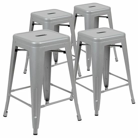 Emma+Oliver Emma And Oliver 4 Pack 24" High Metal Indoor Counter Bar Stool - Stackable Stool, Black 6 Emma+Oliver Emma And Oliver 4 Pack 24" High Metal Indoor Counter Bar Stool - Stackable Stool, Black - Image 6