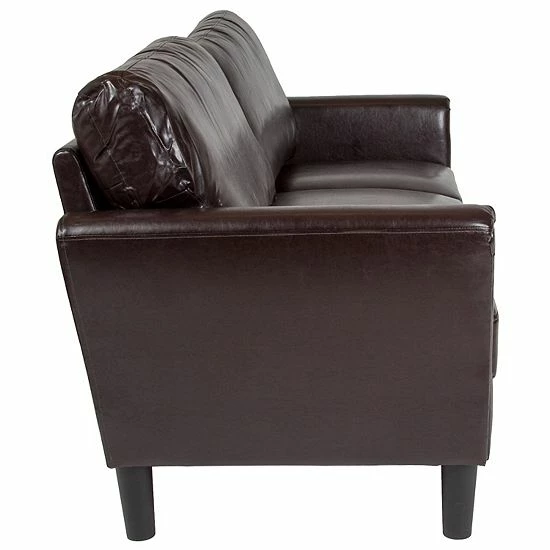 Emma+Oliver Emma And Oliver Living Room Sofa Couch, Tailored Arms In Dark Gray Fabric Black Leathersoft 4 Emma+Oliver Emma And Oliver Living Room Sofa Couch, Tailored Arms In Dark Gray Fabric Black Leathersoft - Image 4
