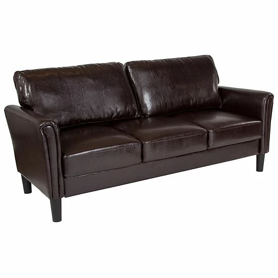 Emma+Oliver Emma And Oliver Living Room Sofa Couch, Tailored Arms In Dark Gray Fabric Black Leathersoft 7 Emma+Oliver Emma And Oliver Living Room Sofa Couch, Tailored Arms In Dark Gray Fabric Black Leathersoft - Image 7