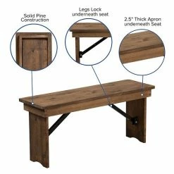 Emma+Oliver Emma And Oliver 40" X 12" Antique Rustic Solid Pine Folding Farm Bench -Emma+Oliver shop unnamed file 4331