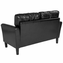 Emma+Oliver Emma And Oliver Living Room Loveseat Couch, Tailored Arms In Black LeatherSoft -Emma+Oliver shop unnamed file 4338