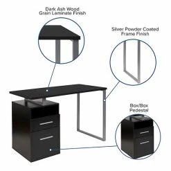 Emma+Oliver Emma And Oliver Dark Ash Wood Grain Finish Computer Desk With Two Drawers -Emma+Oliver shop unnamed file 4345