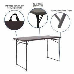 Emma+Oliver Emma And Oliver 4-Foot Height Adjustable Bi-Fold Brown Plastic Folding Table With Handle 2 Emma+Oliver Emma And Oliver 4-Foot Height Adjustable Bi-Fold Brown Plastic Folding Table With Handle -Emma+Oliver shop unnamed file 4352