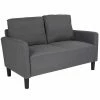 Emma+Oliver Emma And Oliver Living Room Loveseat Couch With Straight Arms In Brown LeatherSoft Black Leathersoft