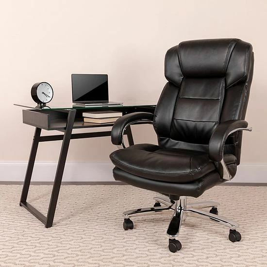 Emma+Oliver Emma And Oliver 24/7 500 Lb. Big & Tall Black LeatherSoft Ergonomic Office Chair With Loop Arms 2 Emma+Oliver Emma And Oliver 24/7 500 Lb. Big & Tall Black LeatherSoft Ergonomic Office Chair With Loop Arms - Image 2