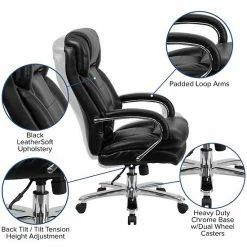 Emma+Oliver Emma And Oliver 24/7 500 Lb. Big & Tall Black LeatherSoft Ergonomic Office Chair With Loop Arms 9 Emma+Oliver Emma And Oliver 24/7 500 Lb. Big & Tall Black LeatherSoft Ergonomic Office Chair With Loop Arms -Emma+Oliver shop unnamed file 4394