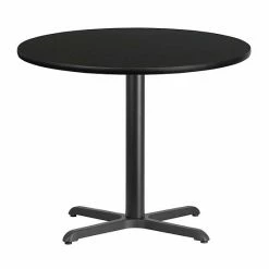 Emma+Oliver Emma And Oliver 36"RD Natural Laminate Table Top With 30"x30" Base Black