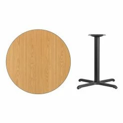 Emma+Oliver Emma And Oliver 36"RD Natural Laminate Table Top With 30"x30" Base Black -Emma+Oliver shop unnamed file 4416