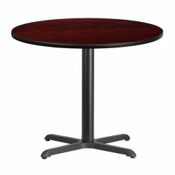 Emma+Oliver Emma And Oliver 36"RD Natural Laminate Table Top With 30"x30" Base Black -Emma+Oliver shop unnamed file 4417