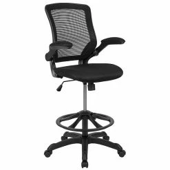 Emma+Oliver Emma And Oliver Mid-Back Blue Mesh Ergonomic Drafting Chair With Foot Ring And Flip-Up Arms -Emma+Oliver shop unnamed file 443
