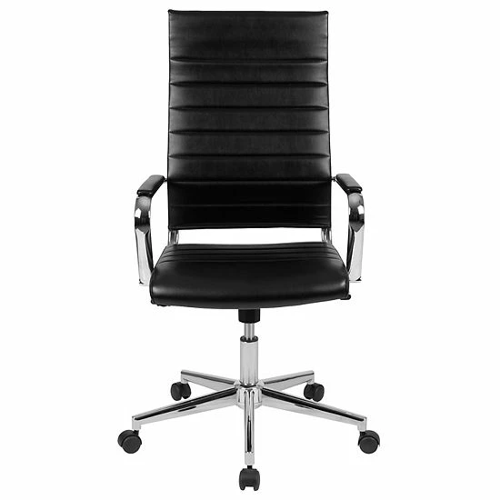 Emma+Oliver Emma And Oliver High Back Black LeatherSoft Ribbed Executive Swivel Office Chair - Desk Chair 4 Emma+Oliver Emma And Oliver High Back Black LeatherSoft Ribbed Executive Swivel Office Chair - Desk Chair - Image 4