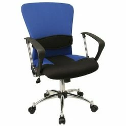 Emma+Oliver Emma And Oliver Mid-Back Grey Mesh Swivel Task Office Chair, Lumbar Support And Arms