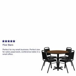 Emma+Oliver Emma And Oliver 36"RD Black Laminate Table Set-X-Base & 4 Black Banquet Chairs Blacktopblackvinylseat -Emma+Oliver shop unnamed file 4488