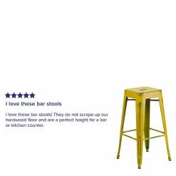 Emma+Oliver Emma And Oliver Commercial Grade 30"H Backless Distressed Yellow Metal Indoor-Outdoor Barstool -Emma+Oliver shop unnamed file 449