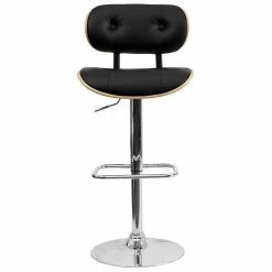 Emma+Oliver Emma And Oliver Beech Bentwood Adjustable Height Barstool With Tufted Upholstery -Emma+Oliver shop unnamed file 4495