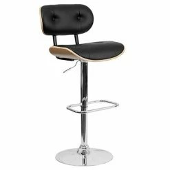 Emma+Oliver Emma And Oliver Beech Bentwood Adjustable Height Barstool With Tufted Upholstery -Emma+Oliver shop unnamed file 4497