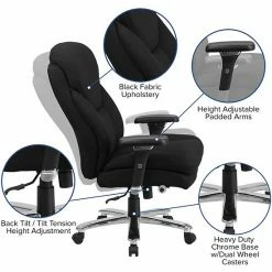 Emma+Oliver Emma And Oliver 24/7 400 Lb. High Back Black Fabric Ergonomic Office Chair With Lumbar Knob -Emma+Oliver shop unnamed file 4521