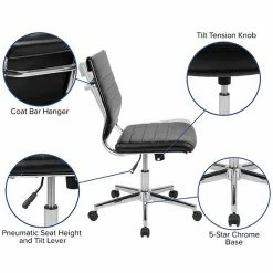 Emma+Oliver Emma And Oliver Mid-Back Armless White LeatherSoft Ribbed Executive Swivel Office Chair 9 Emma+Oliver Emma And Oliver Mid-Back Armless White LeatherSoft Ribbed Executive Swivel Office Chair -Emma+Oliver shop unnamed file 4528