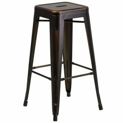 Emma+Oliver Emma And Oliver Commercial Grade 30"H Backless Distressed Yellow Metal Indoor-Outdoor Barstool -Emma+Oliver shop unnamed file 453