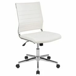 Emma+Oliver Emma And Oliver Mid-Back Armless White LeatherSoft Ribbed Executive Swivel Office Chair 13 Emma+Oliver Emma And Oliver Mid-Back Armless White LeatherSoft Ribbed Executive Swivel Office Chair -Emma+Oliver shop unnamed file 4532