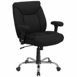 Emma+Oliver Emma And Oliver 400 Lb. Big & Tall Mid-Back Black Tufted LeatherSoft Ergonomic Office Chair Black Leathersoft