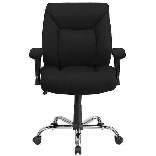 Emma+Oliver Emma And Oliver 400 Lb. Big & Tall Mid-Back Black Tufted LeatherSoft Ergonomic Office Chair Black Leathersoft 4 Emma+Oliver Emma And Oliver 400 Lb. Big & Tall Mid-Back Black Tufted LeatherSoft Ergonomic Office Chair Black Leathersoft - Image 4