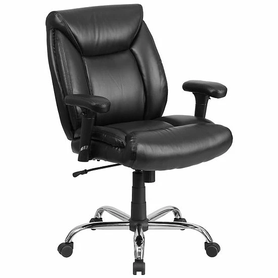 Emma+Oliver Emma And Oliver 400 Lb. Big & Tall Mid-Back Black Tufted LeatherSoft Ergonomic Office Chair Black Leathersoft 7 Emma+Oliver Emma And Oliver 400 Lb. Big & Tall Mid-Back Black Tufted LeatherSoft Ergonomic Office Chair Black Leathersoft - Image 7