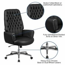Emma+Oliver Emma And Oliver High Back Tufted Black LeatherSoft Swivel Office Chair With Silver Welt Arms 9 Emma+Oliver Emma And Oliver High Back Tufted Black LeatherSoft Swivel Office Chair With Silver Welt Arms -Emma+Oliver shop unnamed file 4549
