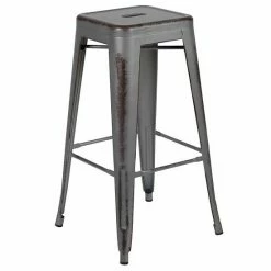 Emma+Oliver Emma And Oliver Commercial Grade 30"H Backless Distressed Yellow Metal Indoor-Outdoor Barstool -Emma+Oliver shop unnamed file 455