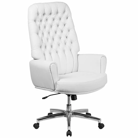 Emma+Oliver Emma And Oliver High Back Tufted Black LeatherSoft Swivel Office Chair With Silver Welt Arms 7 Emma+Oliver Emma And Oliver High Back Tufted Black LeatherSoft Swivel Office Chair With Silver Welt Arms - Image 7