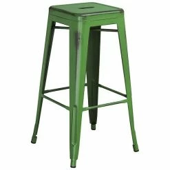 Emma+Oliver Emma And Oliver Commercial Grade 30"H Backless Distressed Yellow Metal Indoor-Outdoor Barstool -Emma+Oliver shop unnamed file 456
