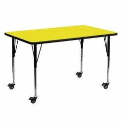 Emma+Oliver Emma And Oliver Mobile 24x60 Yellow HP Laminate Adjustable Activity Table -Emma+Oliver shop unnamed file 4575