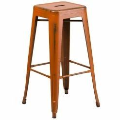 Emma+Oliver Emma And Oliver Commercial Grade 30"H Backless Distressed Yellow Metal Indoor-Outdoor Barstool -Emma+Oliver shop unnamed file 458