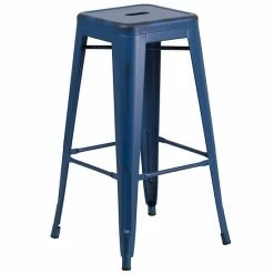 Emma+Oliver Emma And Oliver Commercial Grade 30"H Backless Distressed Yellow Metal Indoor-Outdoor Barstool -Emma+Oliver shop unnamed file 459