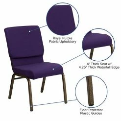 Emma+Oliver Emma And Oliver Stacking Auditorium Chair With 19" Seat - Royal Purple Fabric/Gold Vein Frame -Emma+Oliver shop unnamed file 4590