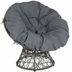 Emma+Oliver Emma And Oliver Swivel Patio Chair With Dark Gray Cushion
