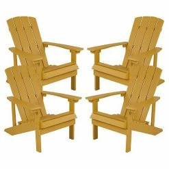 Emma+Oliver Emma And Oliver Set Of 4 Outdoor Gray All-Weather Poly Resin Wood Adirondack Chairs -Emma+Oliver shop unnamed file 46