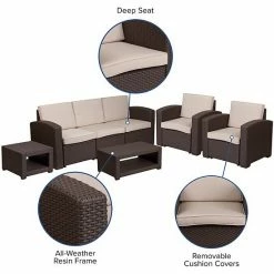 Emma+Oliver Emma And Oliver 5 Piece Outdoor Faux Rattan Sofa And Table Set In Chocolate Brown 7 Emma+Oliver Emma And Oliver 5 Piece Outdoor Faux Rattan Sofa And Table Set In Chocolate Brown -Emma+Oliver shop unnamed file 4618