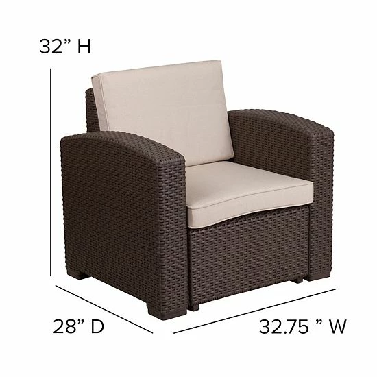 Emma+Oliver Emma And Oliver 5 Piece Outdoor Faux Rattan Sofa And Table Set In Chocolate Brown 5 Emma+Oliver Emma And Oliver 5 Piece Outdoor Faux Rattan Sofa And Table Set In Chocolate Brown - Image 5
