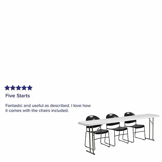 Emma+Oliver Emma And Oliver 8-Foot Plastic Folding Training Table Set With 3 Black Plastic Stack Chairs 3 Emma+Oliver Emma And Oliver 8-Foot Plastic Folding Training Table Set With 3 Black Plastic Stack Chairs - Image 3