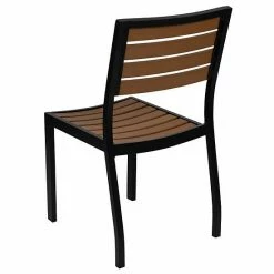 Emma+Oliver Emma And Oliver Outdoor Stacking Faux Teak Side Chair With Poly Slats - Teak Patio Chair -Emma+Oliver shop unnamed file 4675